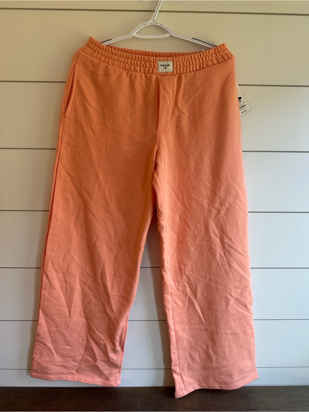 Wide-Leg Coral Sweatpants with Elastic Waistband